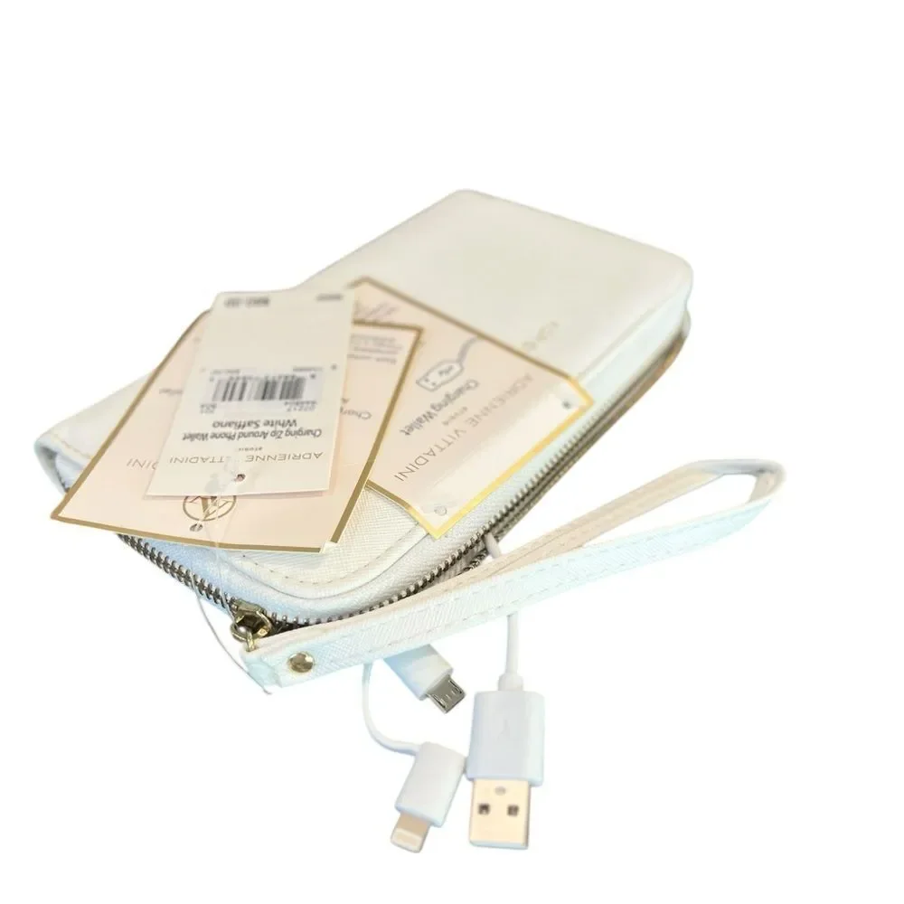 Adrienne Vittadini Charging Wallet Wristlet White NWT Power Bank